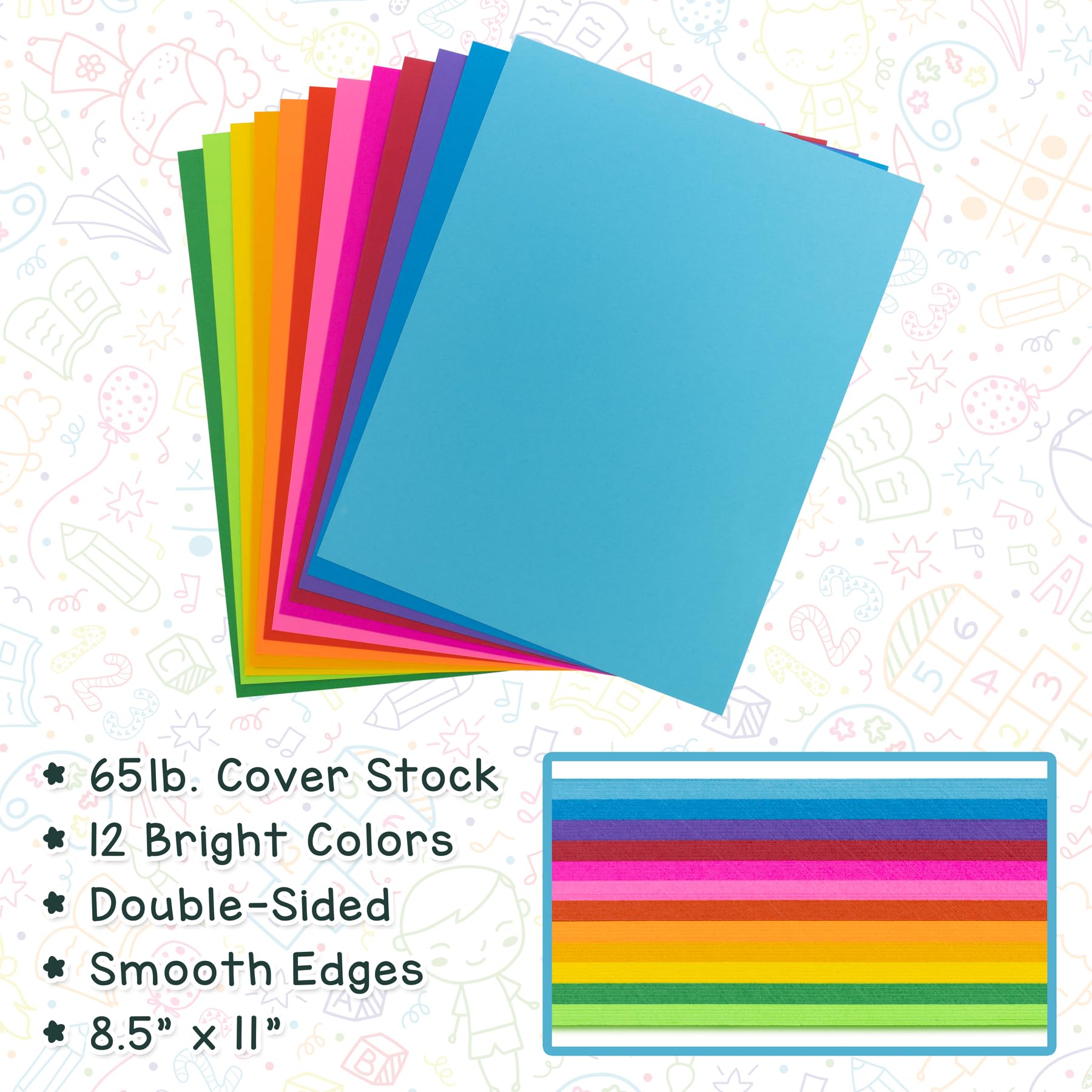 Hygloss Bright Colored Cardstock Paper - 8.5x11 Inches, 12 Vibrant Colors, 48 Sheets, 65 lb/176 gsm, Fade-Resistant & Acid-Free for Scrapbooking, Card Making, and DIY Crafts
