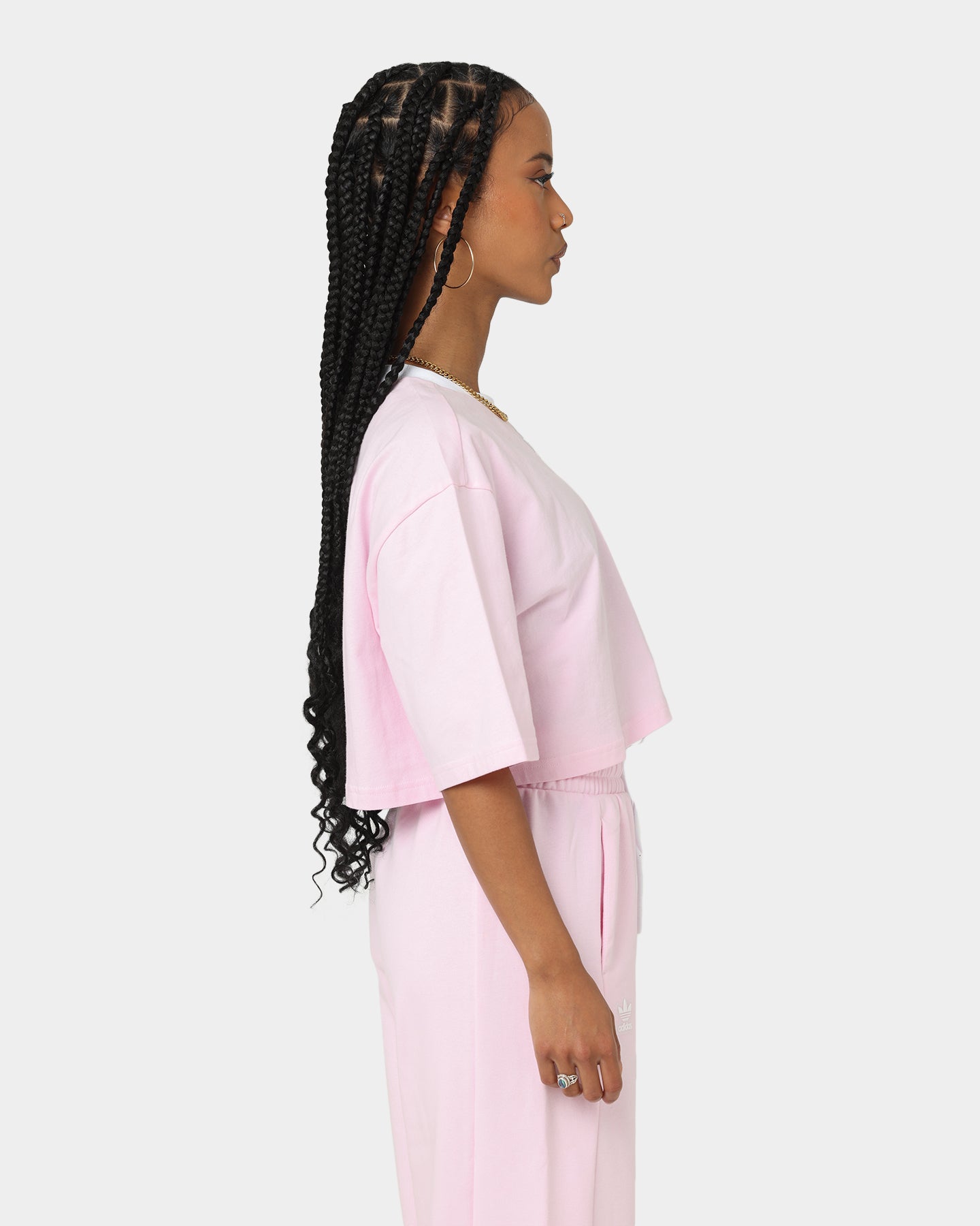Adidas Women's Cropped T-Shirt - Soft Pink Athletic Top for Running, Yoga & Casual Wear | Breathable Comfort Fit Workout Tee