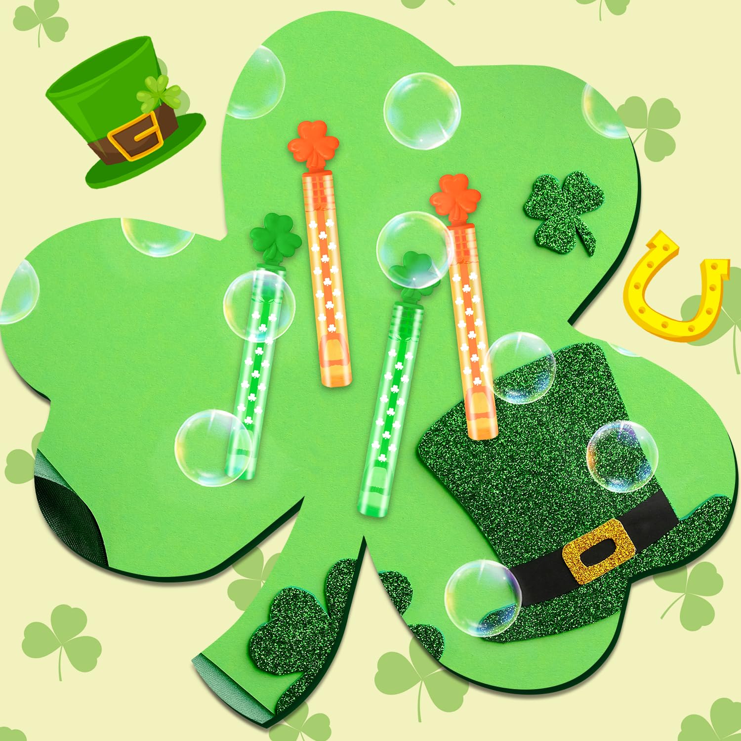 St Patrick's Day Party Favors 32-Pack - Mini Bubble Wands, Shamrock Decorations & Non-Candy Treats for Kids, Toddlers & Classroom Celebrations - Perfect for Goodie Bags, School Prizes & Saint Patty's Day Party Supplies