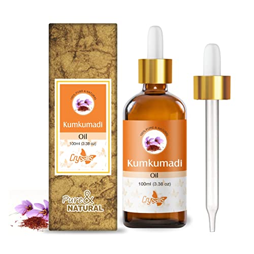 100% Pure & Natural Crysalis Kumkumadi Oil with Saffron (Crocus Sativus) - Undiluted Organic Essential Oil for Skin & Hair Care - Reduces Pimples, Dark Spots, Blackheads, Wrinkles & Fine Lines - 100ml | Perfect for Daily Facial Routine & Ayurvedic Beauty Treatments