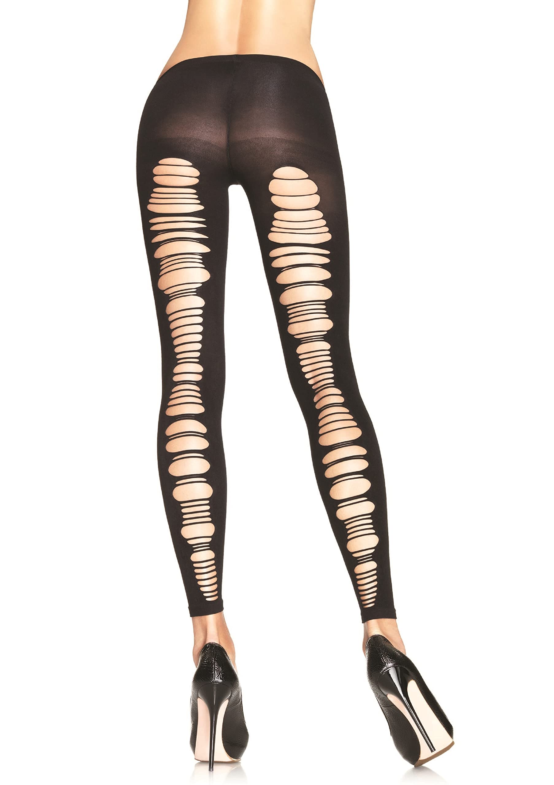 Leg Avenue Women's Tattered Footless Tights - Gothic Fishnet Stockings for Halloween, Cosplay & Punk Fashion Outfits