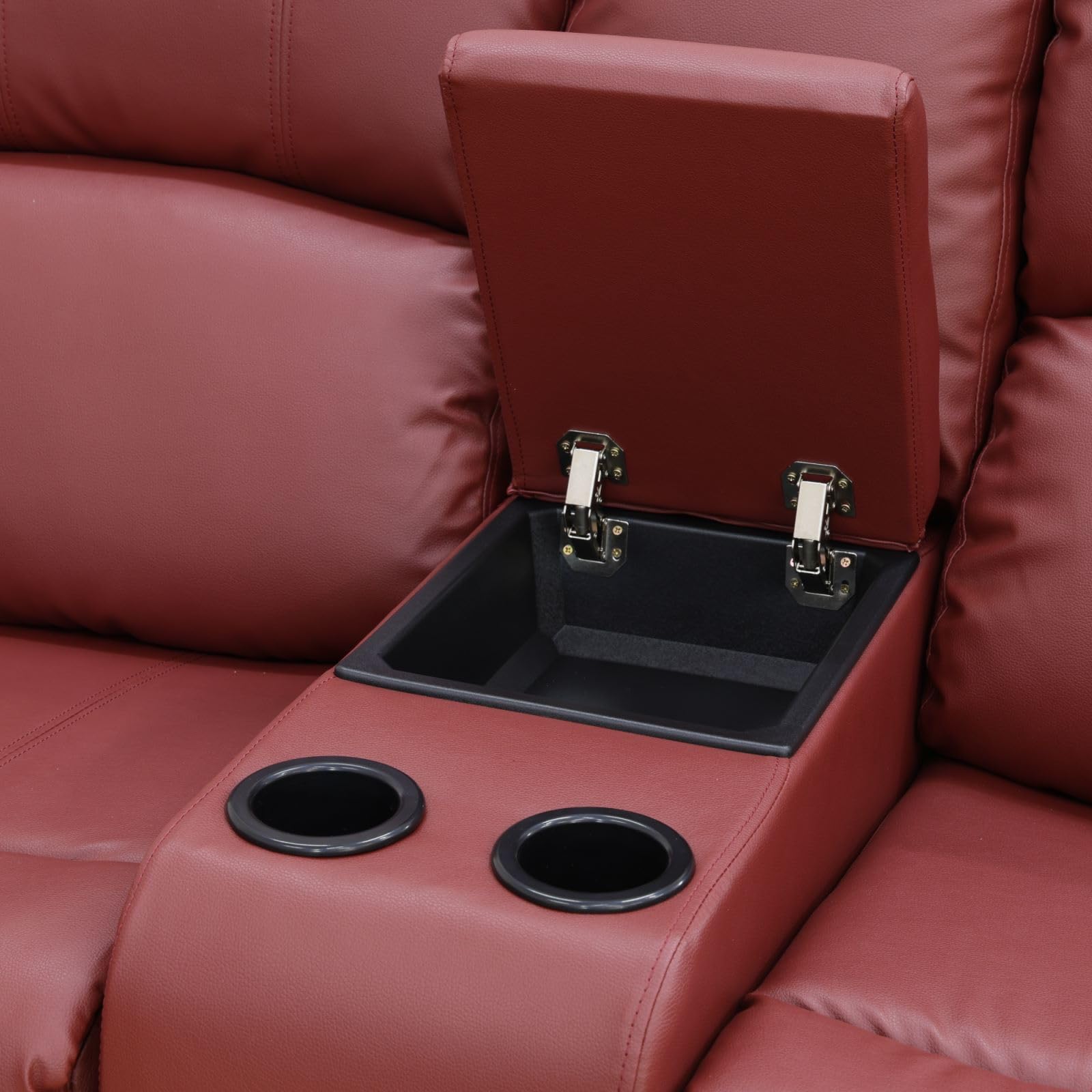 2-Piece Leather Recliner Sofa Set - Living Room Furniture with Power Reclining Loveseat - Red Bonded Leather Couch for Home Theater, Office & Family Room - Comfortable Modern Sectional Seating (Sofa + Loveseat)