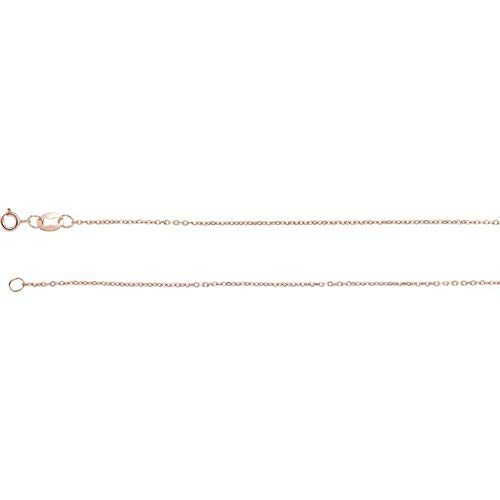 14K Rose Gold 1mm Diamond Cut Cable Chain Necklace - 20