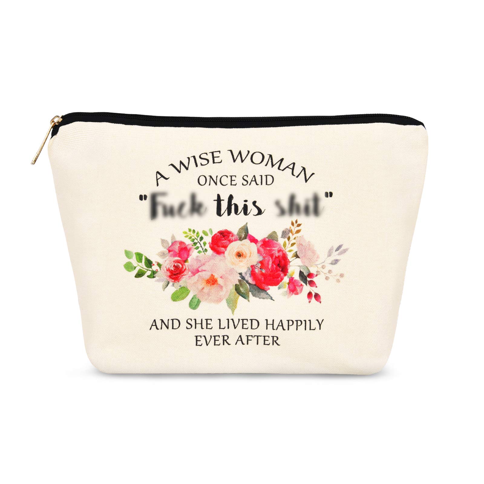 Funny Birthday Gifts for Women - Cute Canvas Makeup Bag with Zipper, Travel Cosmetic Pouch - Perfect Retirement Gift for Friends, Nurse, Boss, Teacher - Great for Travel, Work & Daily Use