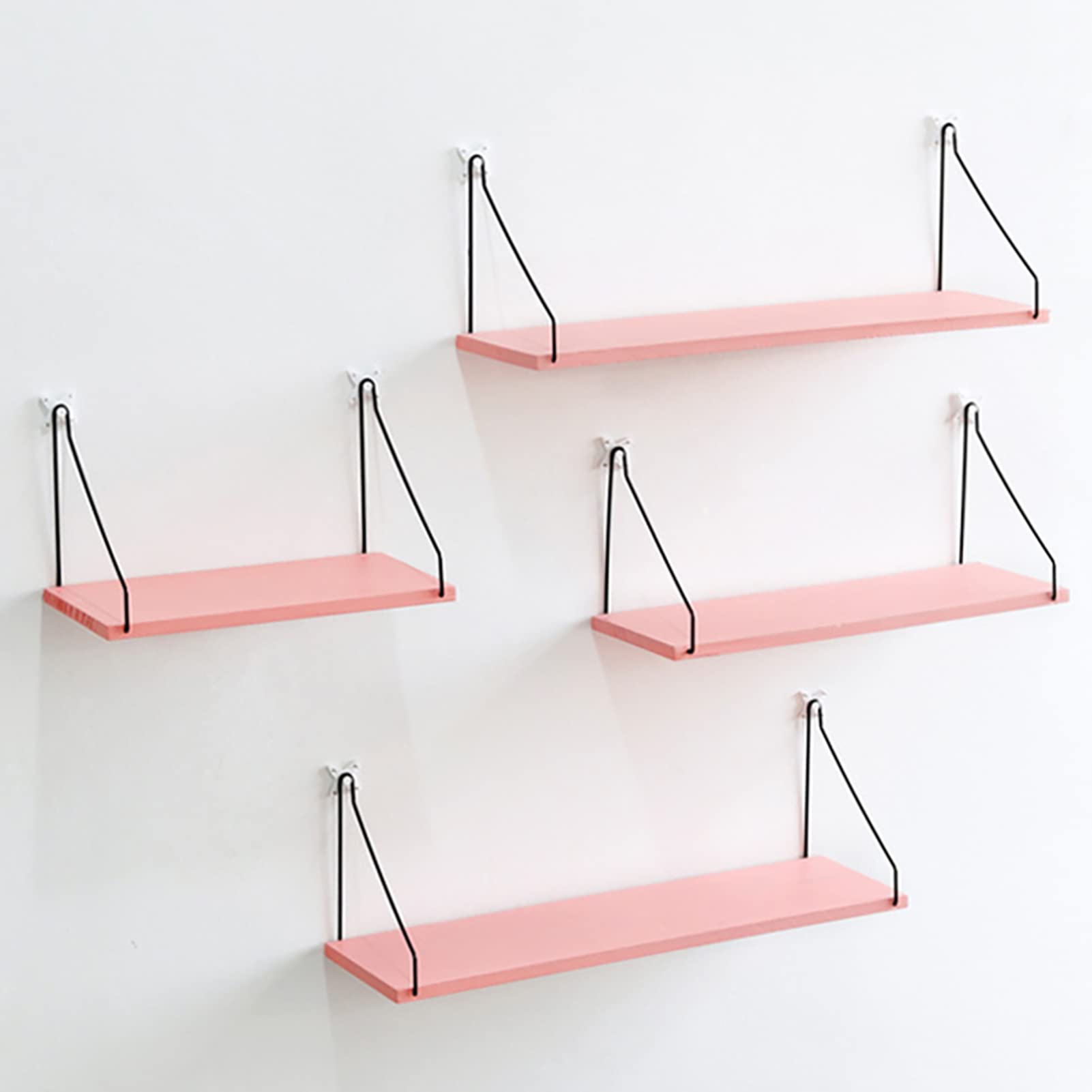 Pink Wood Floating Shelves for Wall - Bedroom, Bathroom & Office Storage - Perfect for Displaying Decor, Books & Essentials in Girls Room & Small Spaces