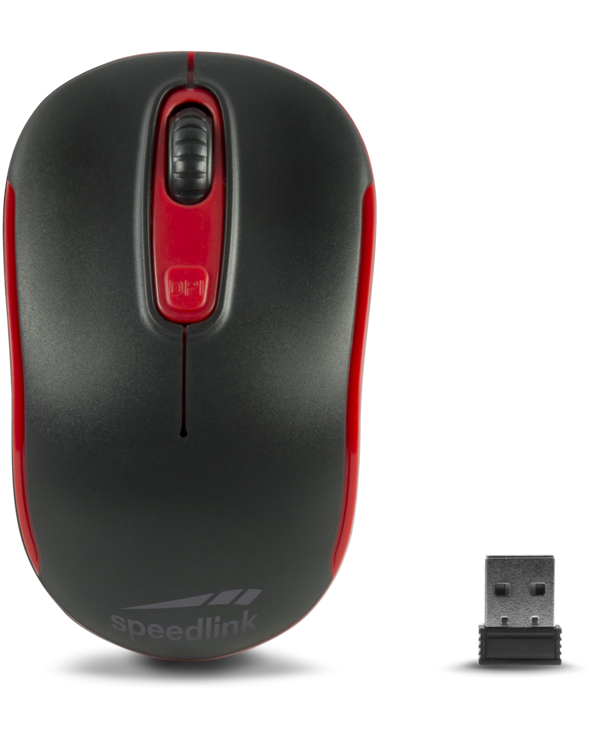 Speedlink CEPTICA Wireless USB Mouse - 1600 DPI, Ergonomic Design, Plug & Play, for Laptop & PC - Black/Red - Perfect for Office, Gaming & Travel Use