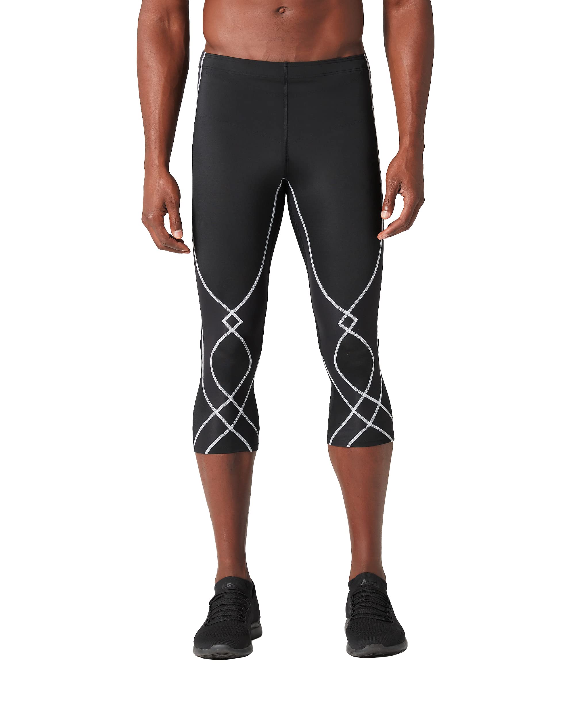 CW-X Men's Stabilix 3/4 Compression Tights for Joint Support - Running, Cycling & Workout Recovery (Black)