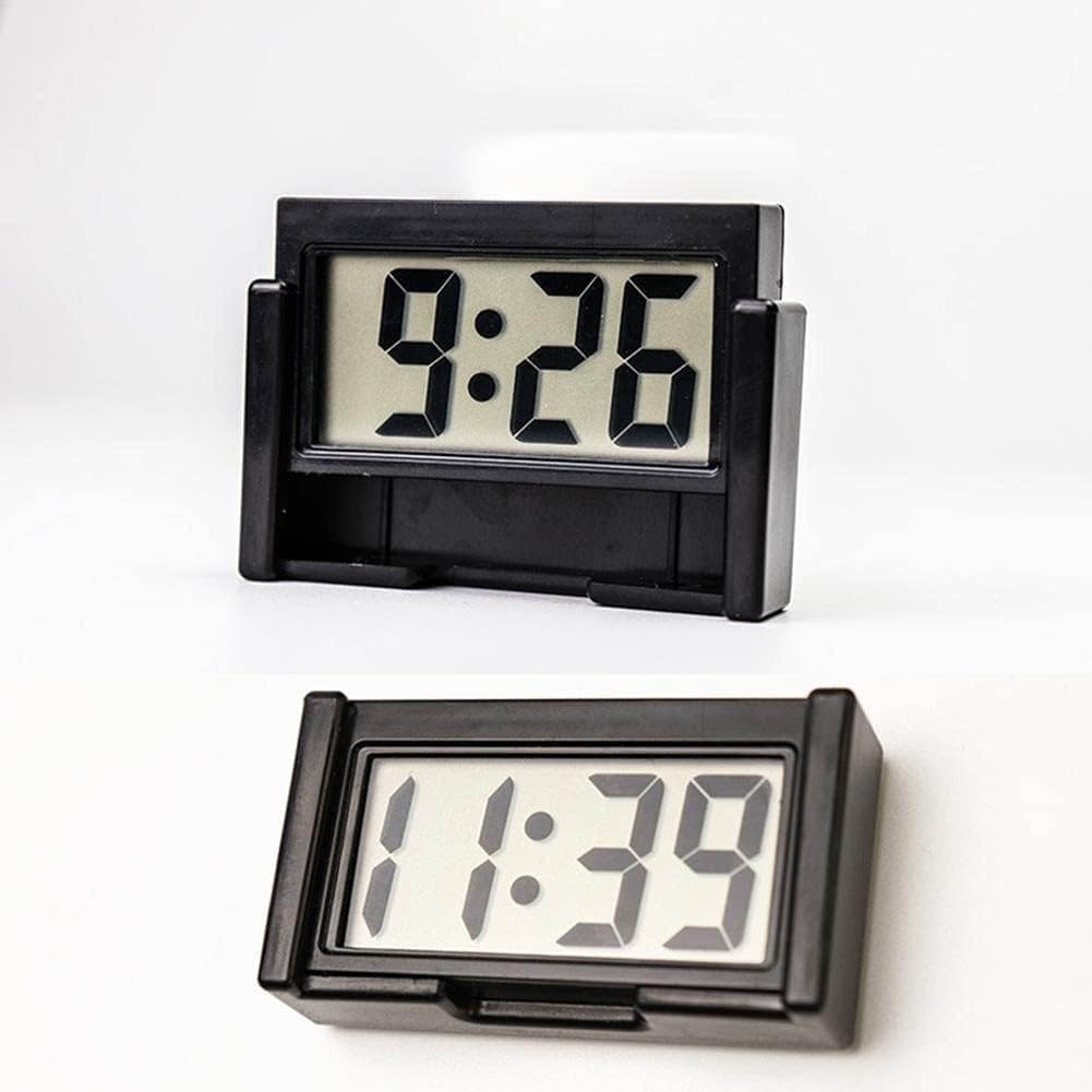 Black Mini Car Clock - Digital Dashboard Clock with Self-Adhesive Bracket for Cars, Trucks & Motorcycles | Compact Auto Accessory for Easy Time Tracking While Driving
