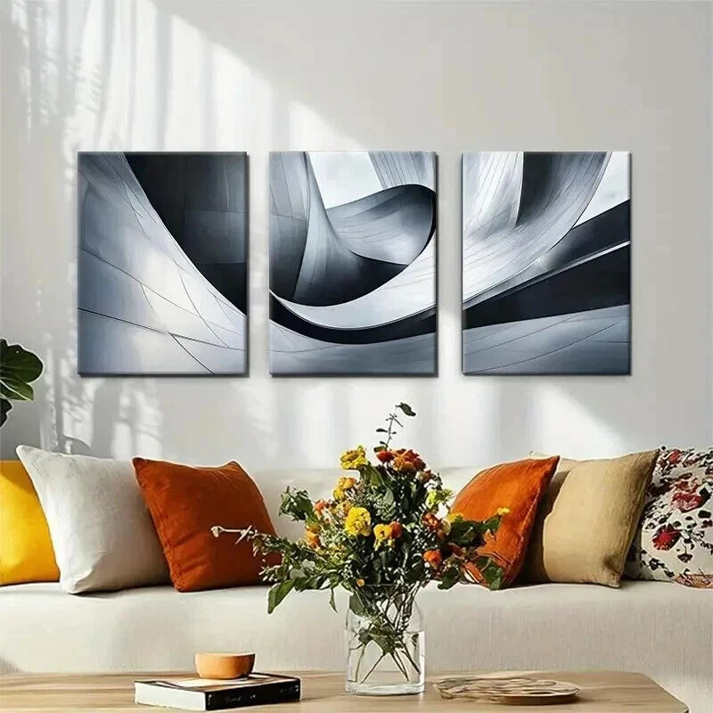 3-Piece Abstract Architecture Structure Wall Art Set - Framed Canvas 60x90cm | High Quality Print | 100% Australian Made | Ready to Hang | Modern Home & Office Decor