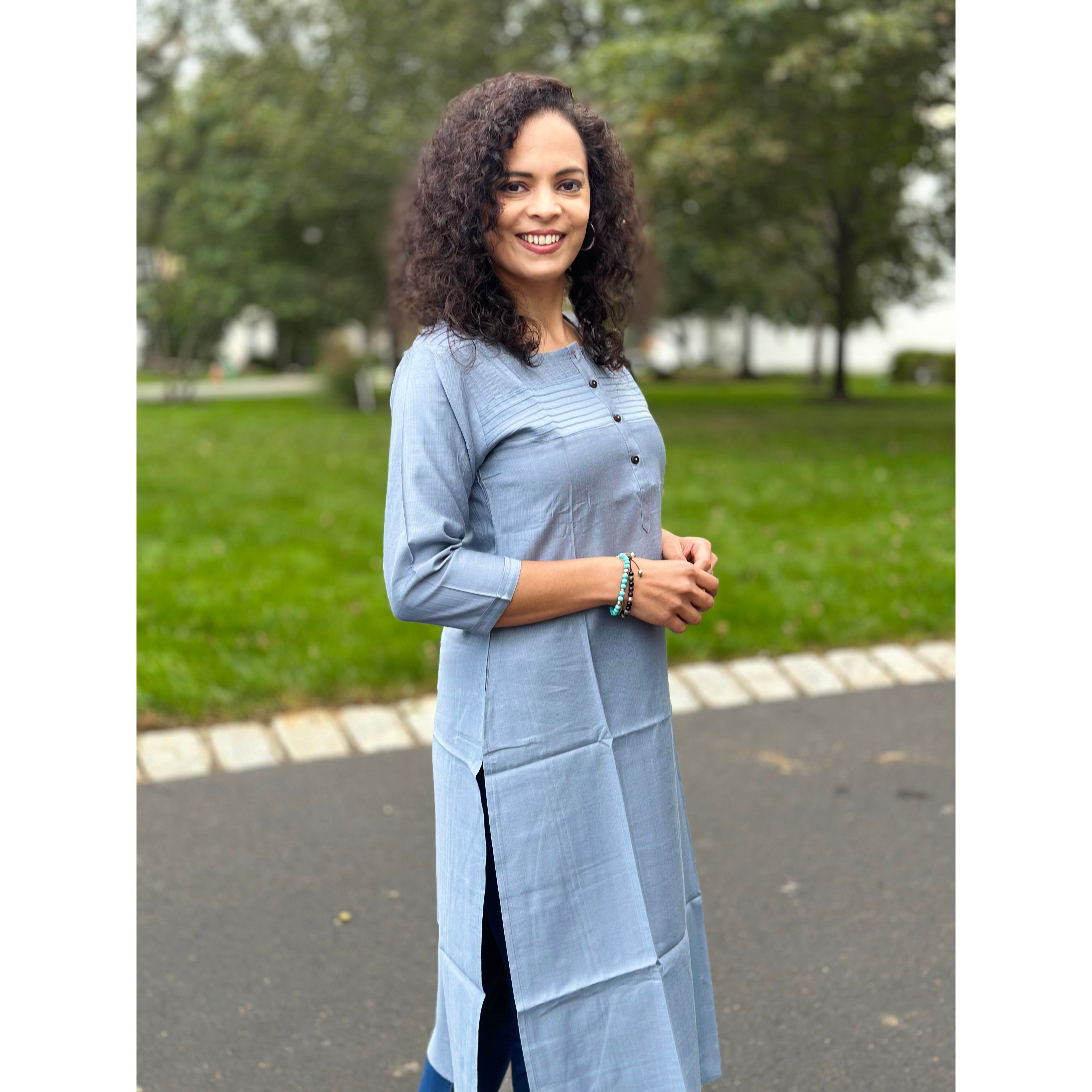 Stylish Grey Kurta for Women - Comfortable Cotton Ethnic Tunic Top for Casual Wear, Festivals & Parties