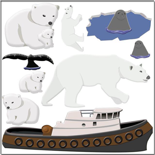 Polar Bear Mural Wall Stickers - Removable Decals for Kids Room, Nursery, Classroom Decor - Arctic Animal Theme Wall Art for Home & Office