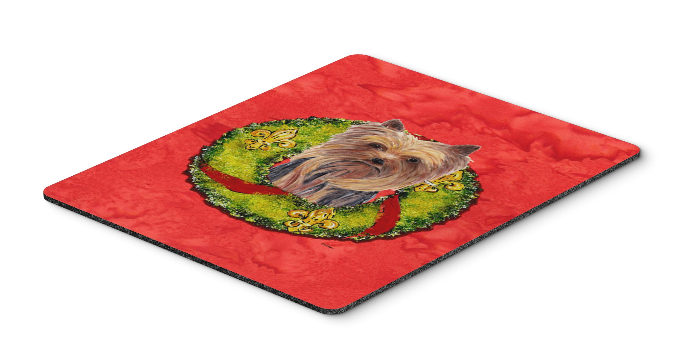 Yorkie Christmas Wreath Mouse Pad - Large Washable Desk Mat for Home Office, Gaming & Computer Use | Holiday Decor & Hot Pad Trivet | Caroline's Treasures SC9094MP | Perfect for Christmas Decorations, Workstations & Cozy Home Offices