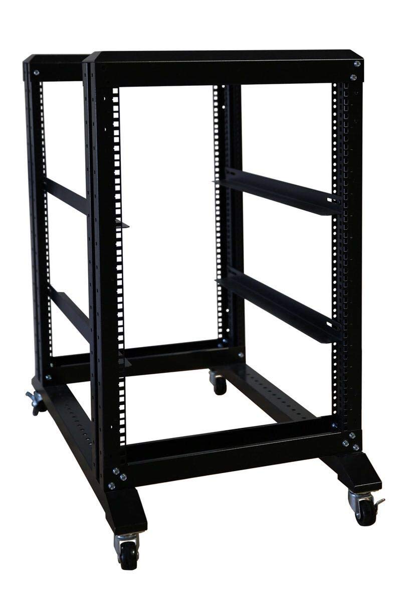 15U 4-Post Open Frame 19-Inch Server Rack - Heavy Duty Steel Audio Equipment Rack (31-Inch Depth) - Perfect for Data Centers, Home Studios & Network Installations