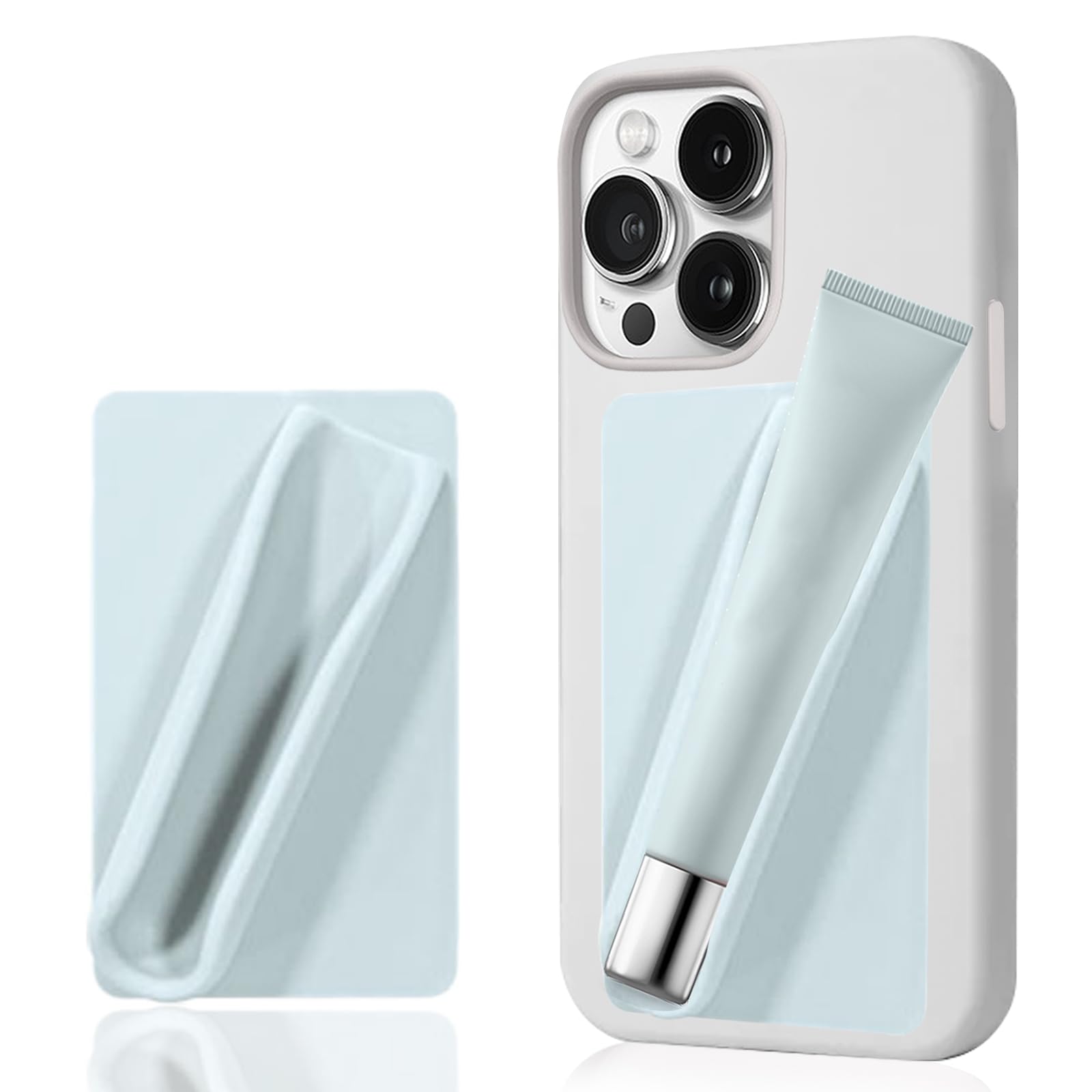Silicone Lipstick Holder for Phone Case - Stick On Lip Gloss & Lip Balm Holder for iPhone & Android - Non-Slip Design (Grey) - Perfect for Makeup Touch Ups On The Go