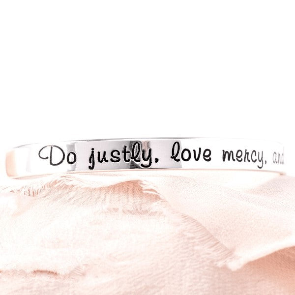Micah 6:8 Sterling Silver Engraved Scripture Verse Cuff Bracelet - Inspirational Christian Jewelry Gift for Women - Perfect for Church, Bible Study & Daily Faith Encouragement