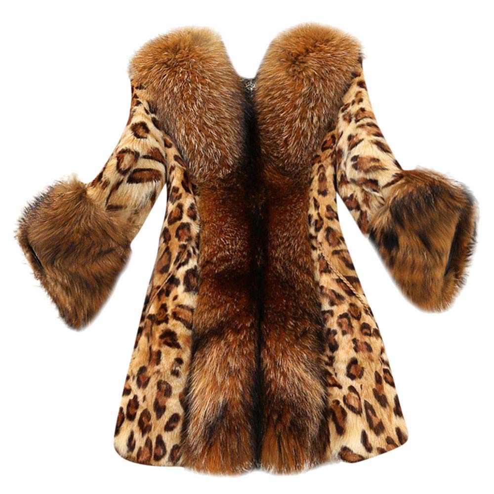 Women's Winter Coat - Classic Leopard Print Jacket with Faux Fur Collar | Long & Medium Length Warm Outerwear for Cold Weather | Perfect for Daily Wear, Office, and Outdoor Activities