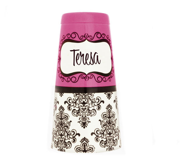 Premium 28 oz Weighted Cocktail Shaker Tin with Damask Design - Personalized Name Engraving for Home Bars & Professional Mixology
