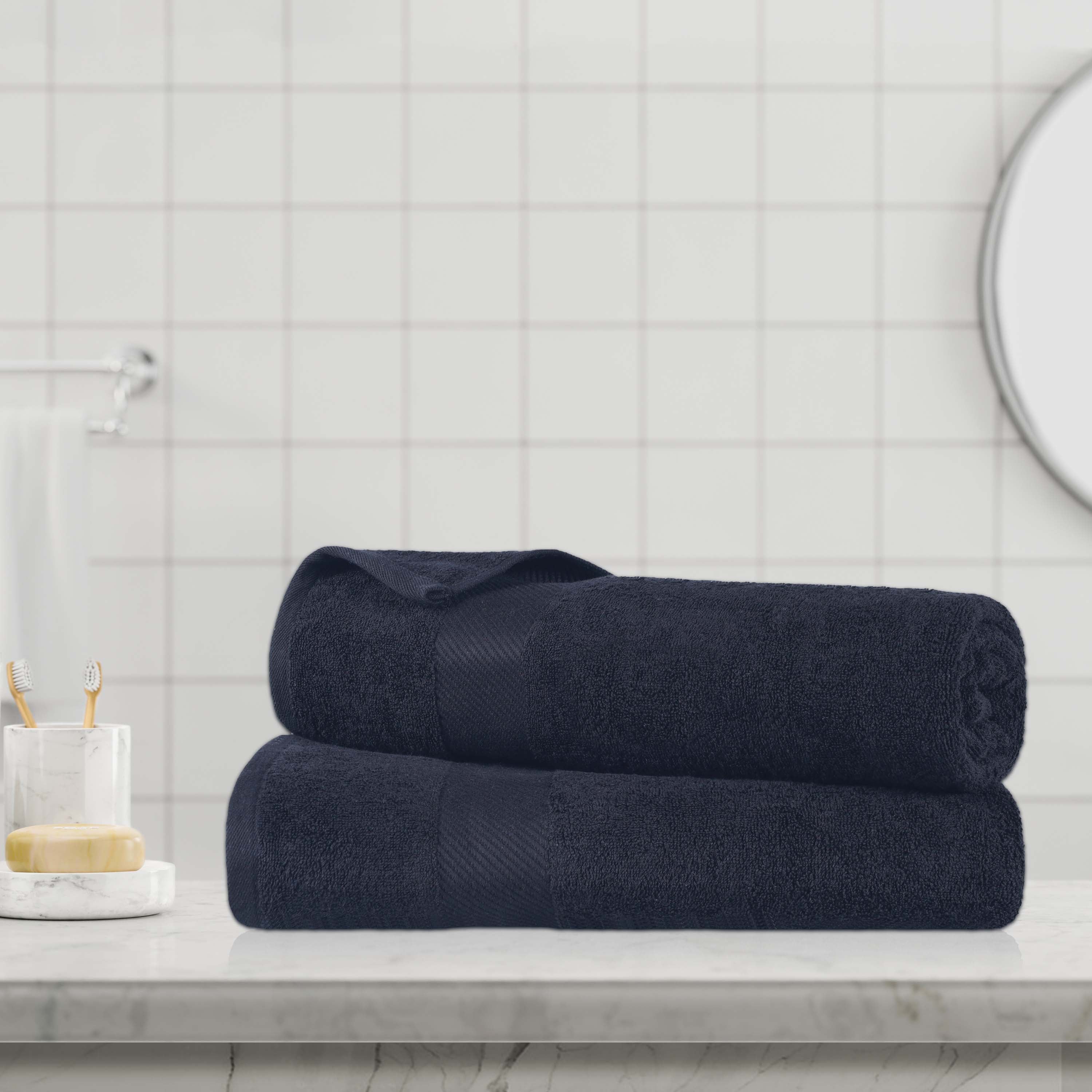 Premium Egyptian Cotton 2-Piece Bath Sheet Set with Luxury Dobby Border - Ultra Soft & Absorbent Towels for Spa, Hotel & Home Bathroom Use