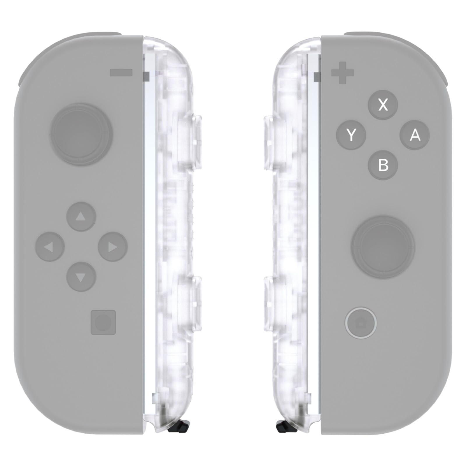 eXtremeRate DIY Replacement Shell for Joycon Strap - Transparent Clear Custom Controller Wrist Strap Housing Buttons for Nintendo Switch & Switch OLED Model (2 Pack) | Perfect for Gaming Enthusiasts & Custom Mods