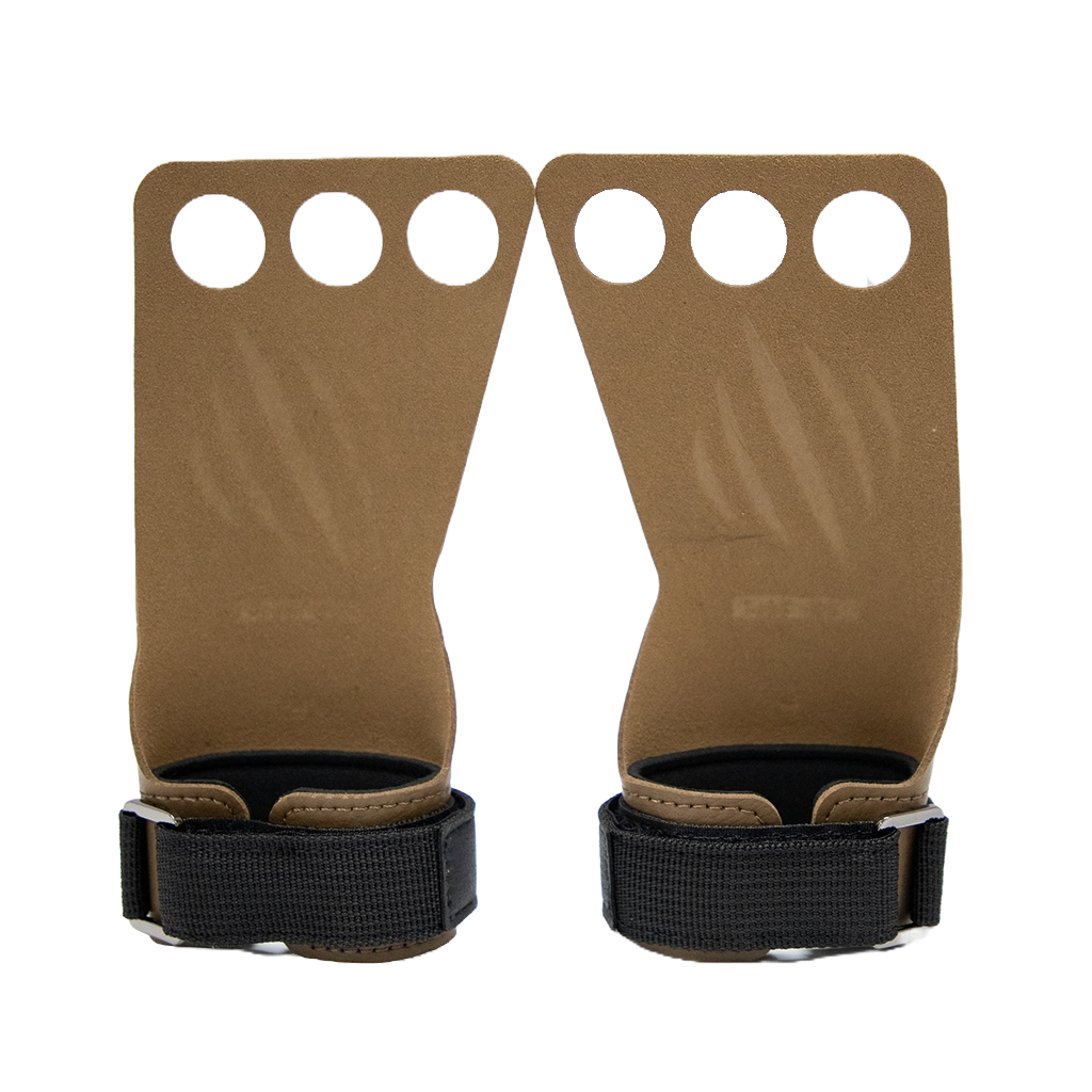 Bear KompleX 3-Hole Workout Hand Grips for CrossFit & Weightlifting - Tan Color for Gym Training & Home Fitness
