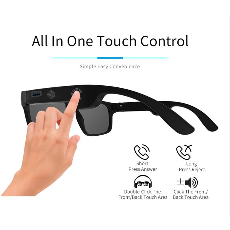 NMVB Smart Glasses with Bone Conduction Technology - Wireless Bluetooth 5.0 Stereo Headphones & Polarized Sunglasses - Compatible with Prescription Lenses - Perfect for Running, Cycling, and Outdoor Activities