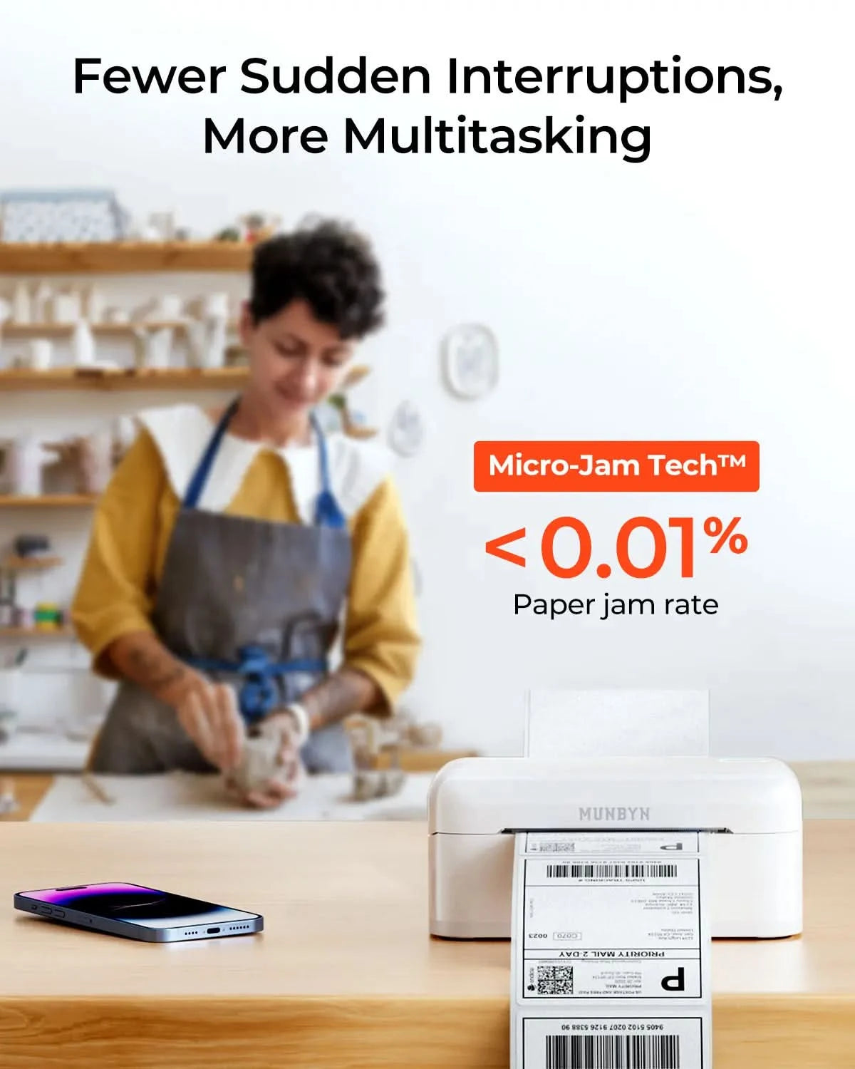 MUNBYN RealWriter 402B Wireless Bluetooth Thermal Label Printer for Shipping, Packaging & Inventory - Compatible with Shopify, Amazon, eBay & Etsy Sellers