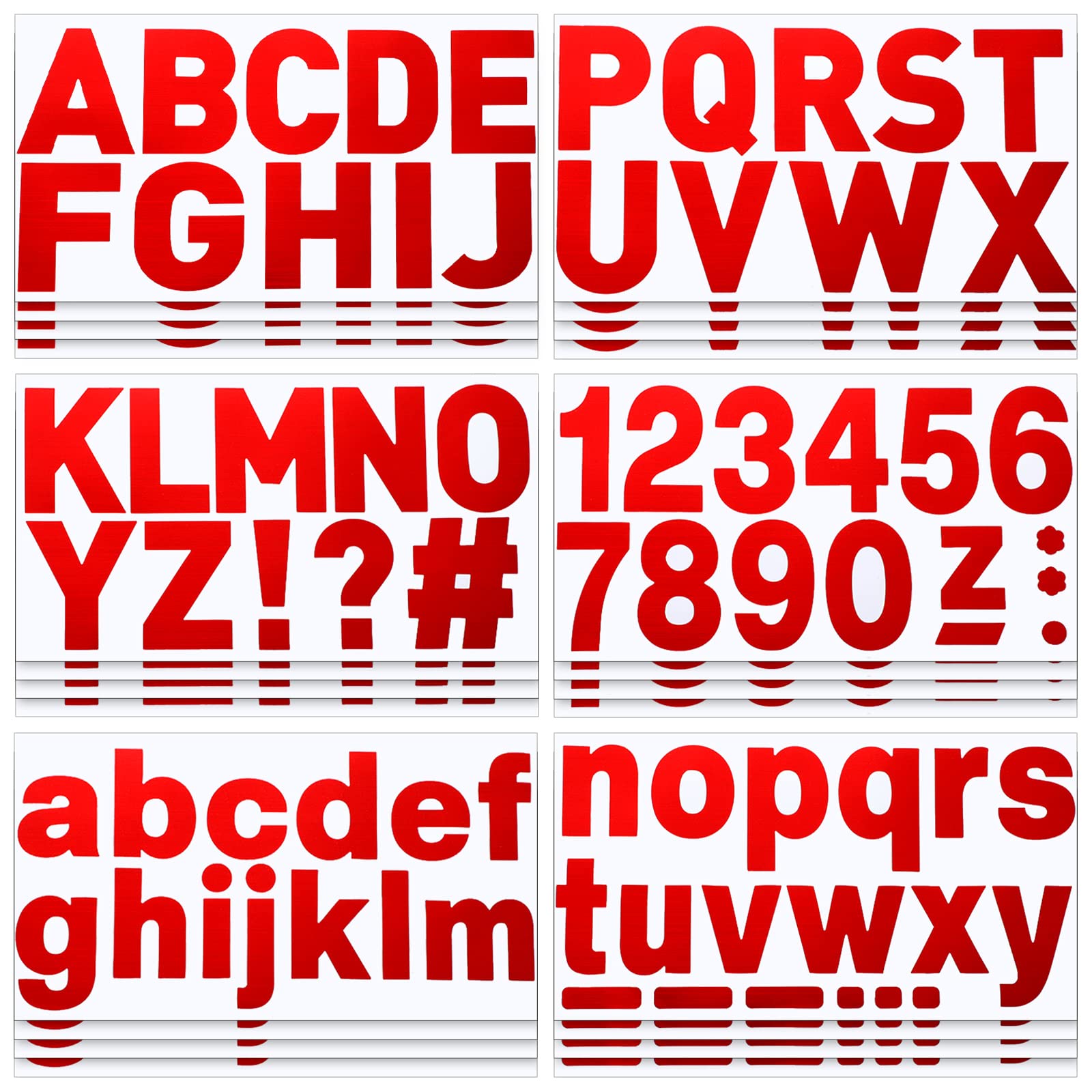 Chinco 232-Piece Large Bulletin Board Letter Stickers Set - 24 Sheets with 2.5 Inch Self-Adhesive Alphabet Letters, Numbers & Symbols in Red - Perfect for Classroom Decor, Teacher Supplies, Office Organization & DIY Craft Projects