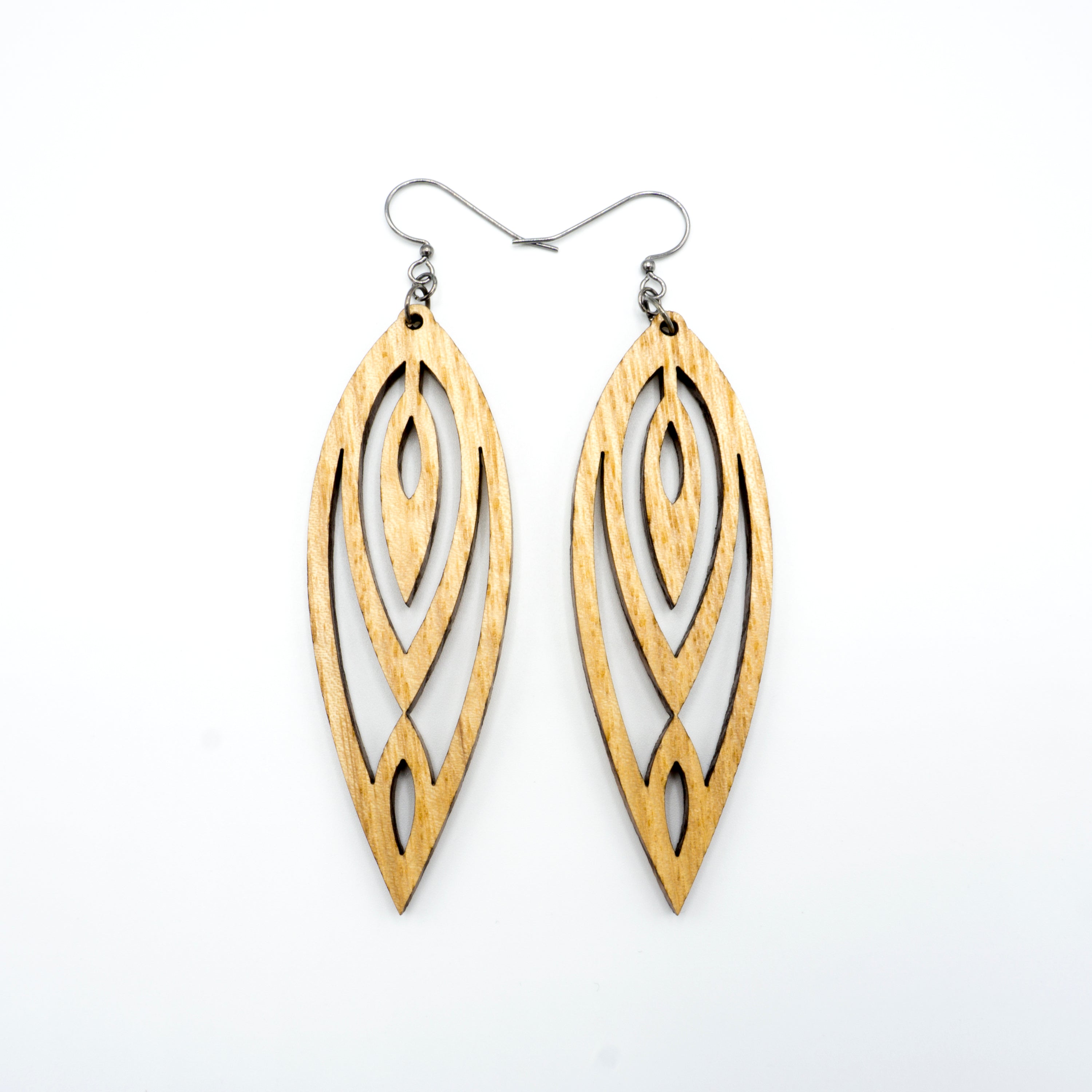Handmade Wooden Totem 06 [L] Earrings - Lightweight Ash Wood Dangle Earrings for Women, Boho Chic Jewelry for Festivals & Everyday Wear