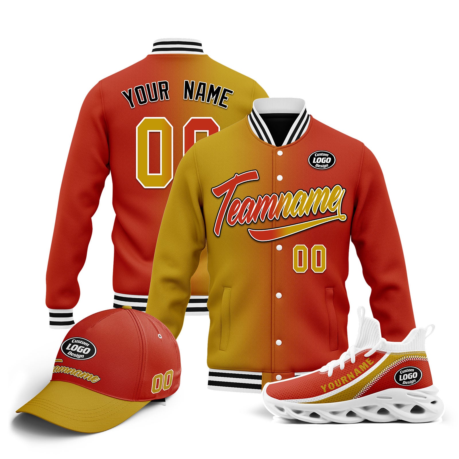 Custom Jacket, MaxSoul Shoes & Hat Combo - Personalized Outfit Set for Men & Women | Perfect for Outdoor Activities, Sports & Casual Wear | D028015-17