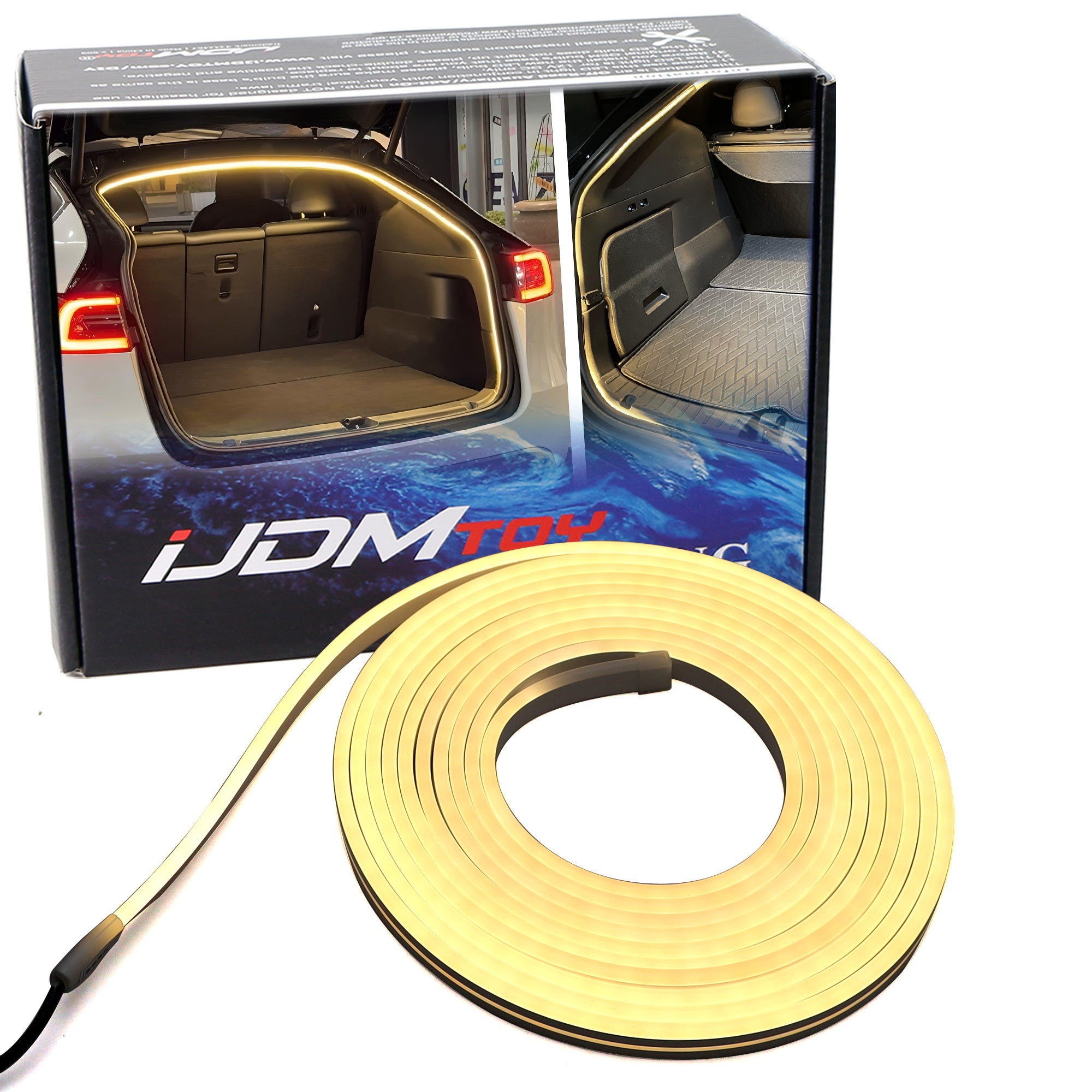 3K Warm White 360° Trunk Illumination LED Light Strip with Switch for Tesla Model Y - Perfect for Nighttime Cargo Access & Interior Ambience