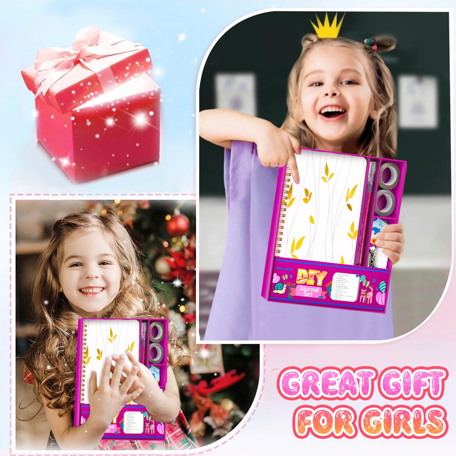 DIY Journal Kit for Girls Ages 8-14 - Creative Scrapbooking & Diary Supplies Set - Perfect Birthday Gift for Teen Girls - Stationery & Art Crafts Kit for Journaling, Memory Keeping & Creative Writing