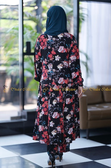 Floral Black Linen Co-Ord Set for Women | Summer Outfit | Beach Vacation, Brunch & Casual Wear
