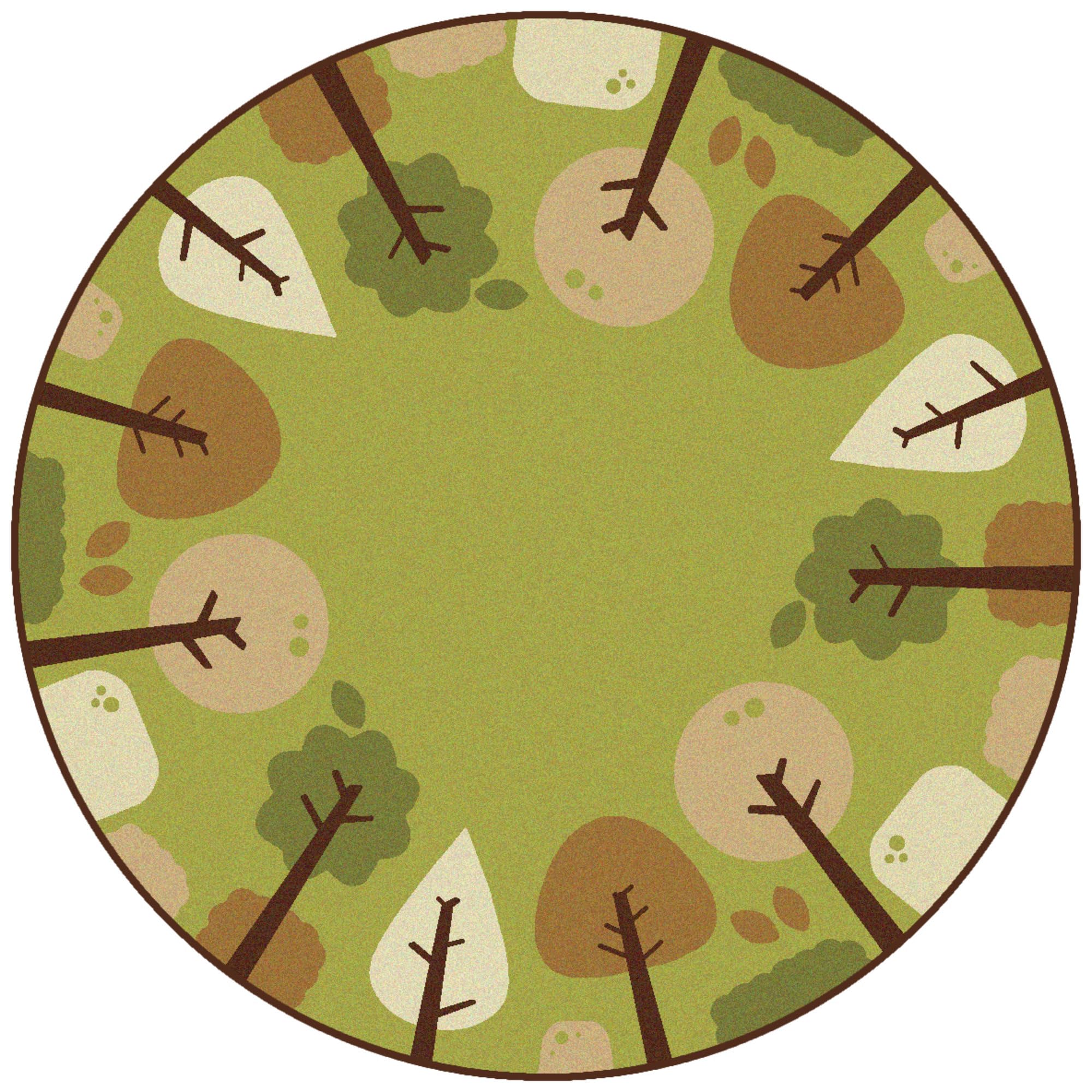 Soft Tranquil Trees Nursery Rug for Kids - 6ft Round Green Playroom Carpet for Classroom, Bedroom & Daycare | Non-Slip Eco-Friendly Floor Mat