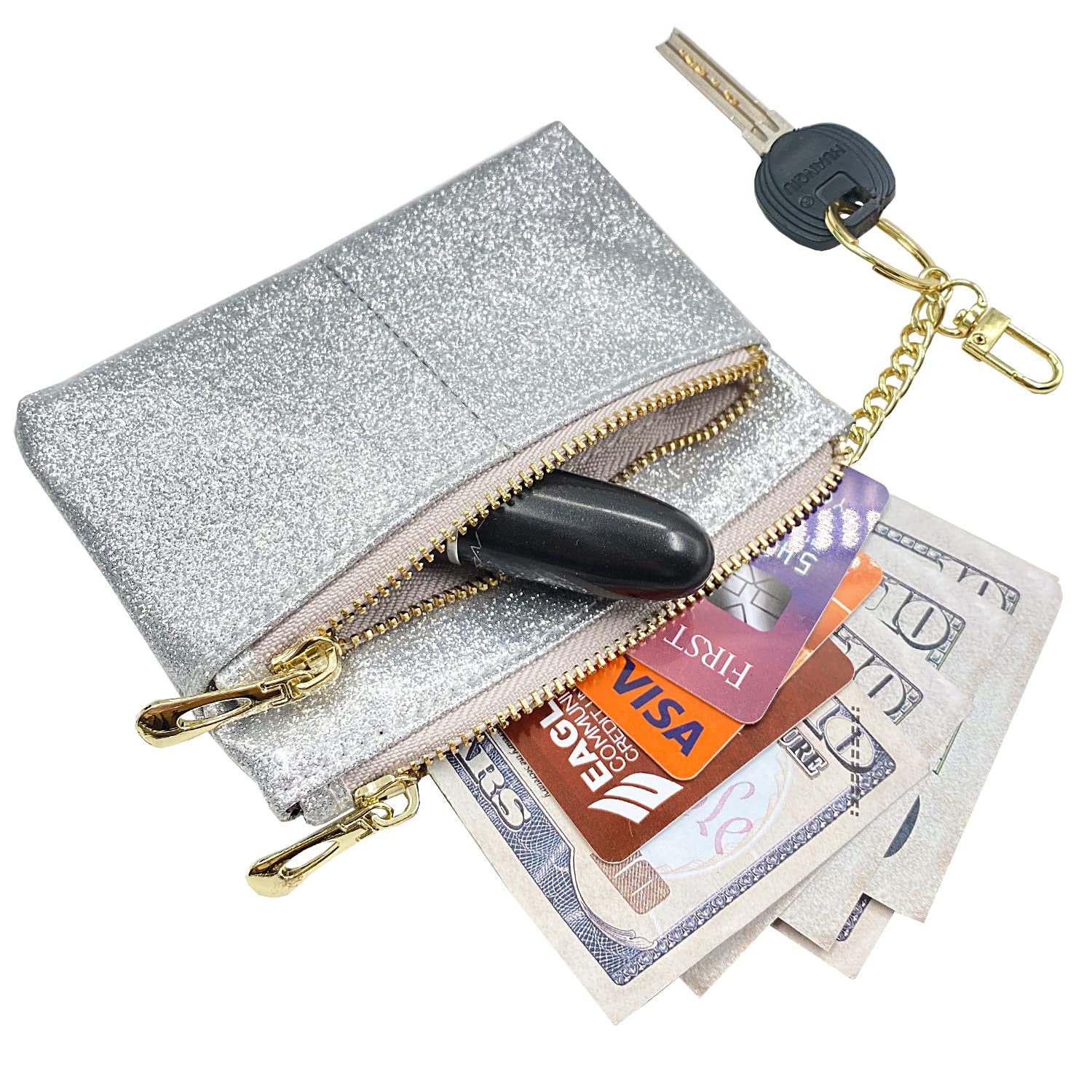 Beurlike Women's RFID Blocking Leather Coin Purse - Small Slim Wallet with Keychain for Cards, Cash & Change | Perfect for Travel, Shopping & Everyday Use