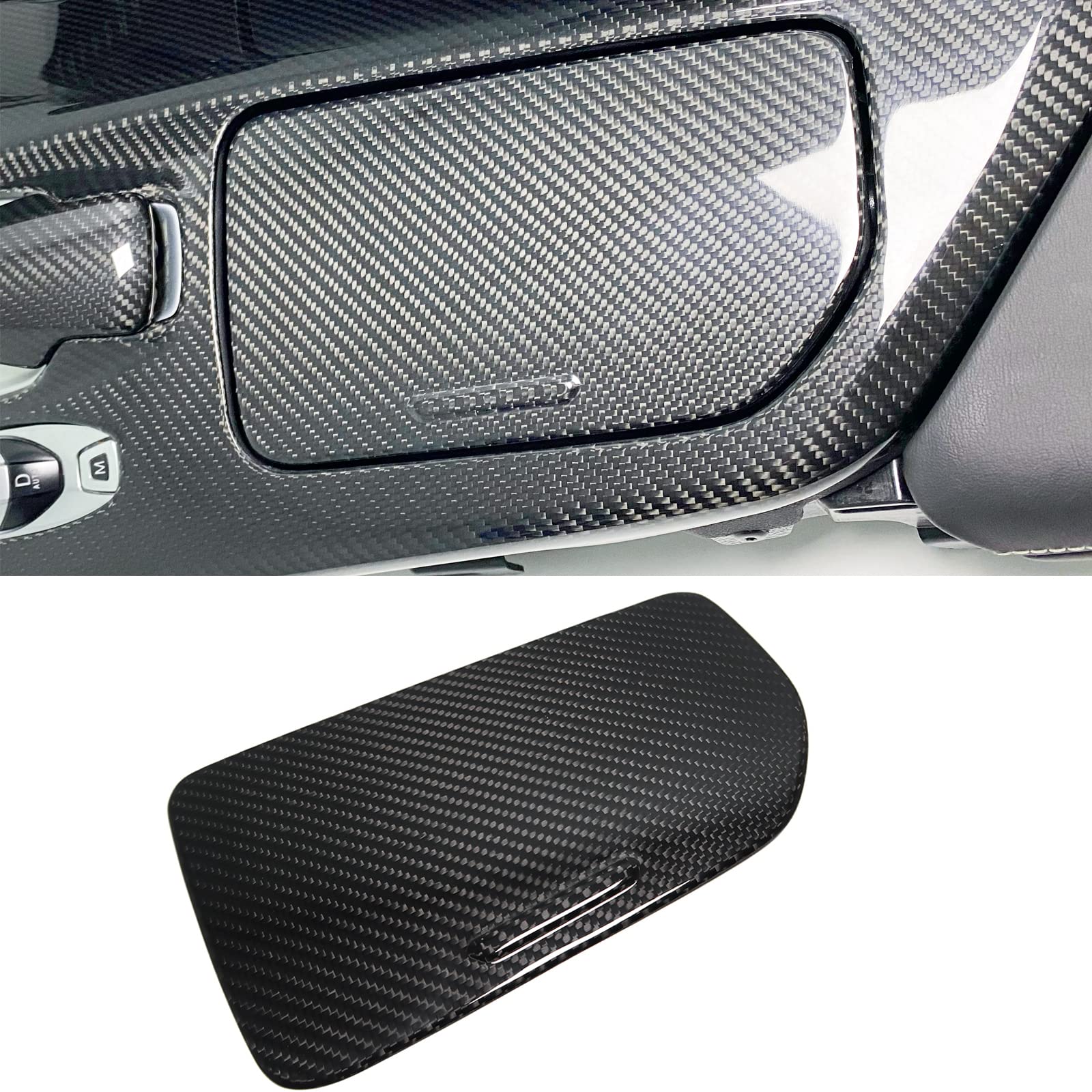 Premium Car Water Cup Holder Panel for C8 Corvette Z51 Z06 Coupe HTC (2020-2024) | Dry Carbon Fiber Armrest Storage Box Lid | Perfect for Road Trips & Daily Commutes