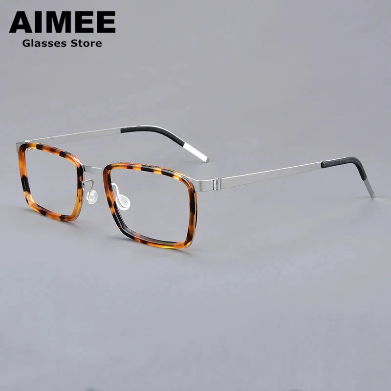 Aimee Unisex Full Rim Square Titanium Acetate Eyeglasses Frame - Lightweight Durable Glasses for Men & Women - Perfect for Reading, Work, and Everyday Fashion