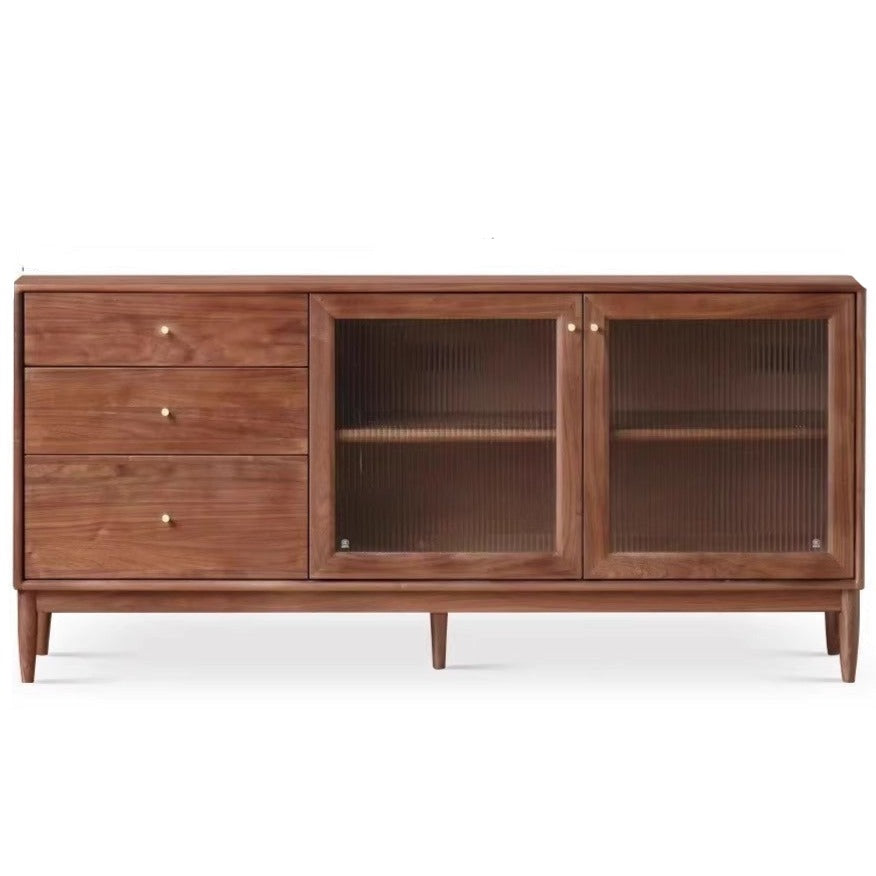 Solid Black Walnut Wood Sideboard Buffet Cabinet - Elegant Dining Room Storage for China, Linens & Entertaining Essentials