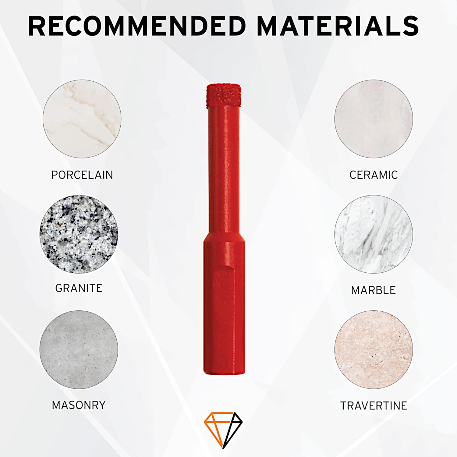 Diamond Drill Bits for Tile, Ceramic & Porcelain - 2 Pack 5/16'' (8mm) Triangle Shank - Professional Stone Drilling Tools - Perfect for Bathroom Renovation, DIY Projects & Masonry Work