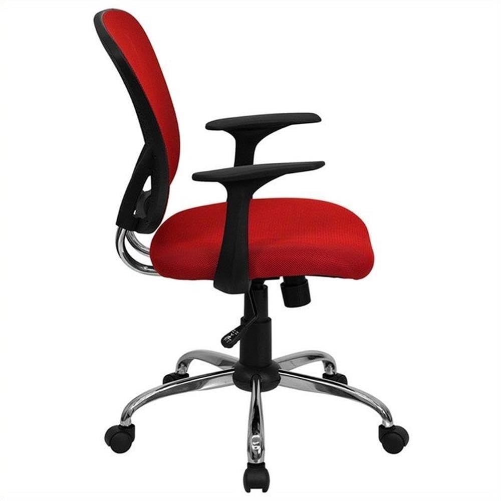 UrbanPro Mid Back Mesh Office Chair with Lumbar Support - Ergonomic Red Desk Chair for Home & Office Workspace - Comfortable Adjustable Task Chair for Long Hours Sitting