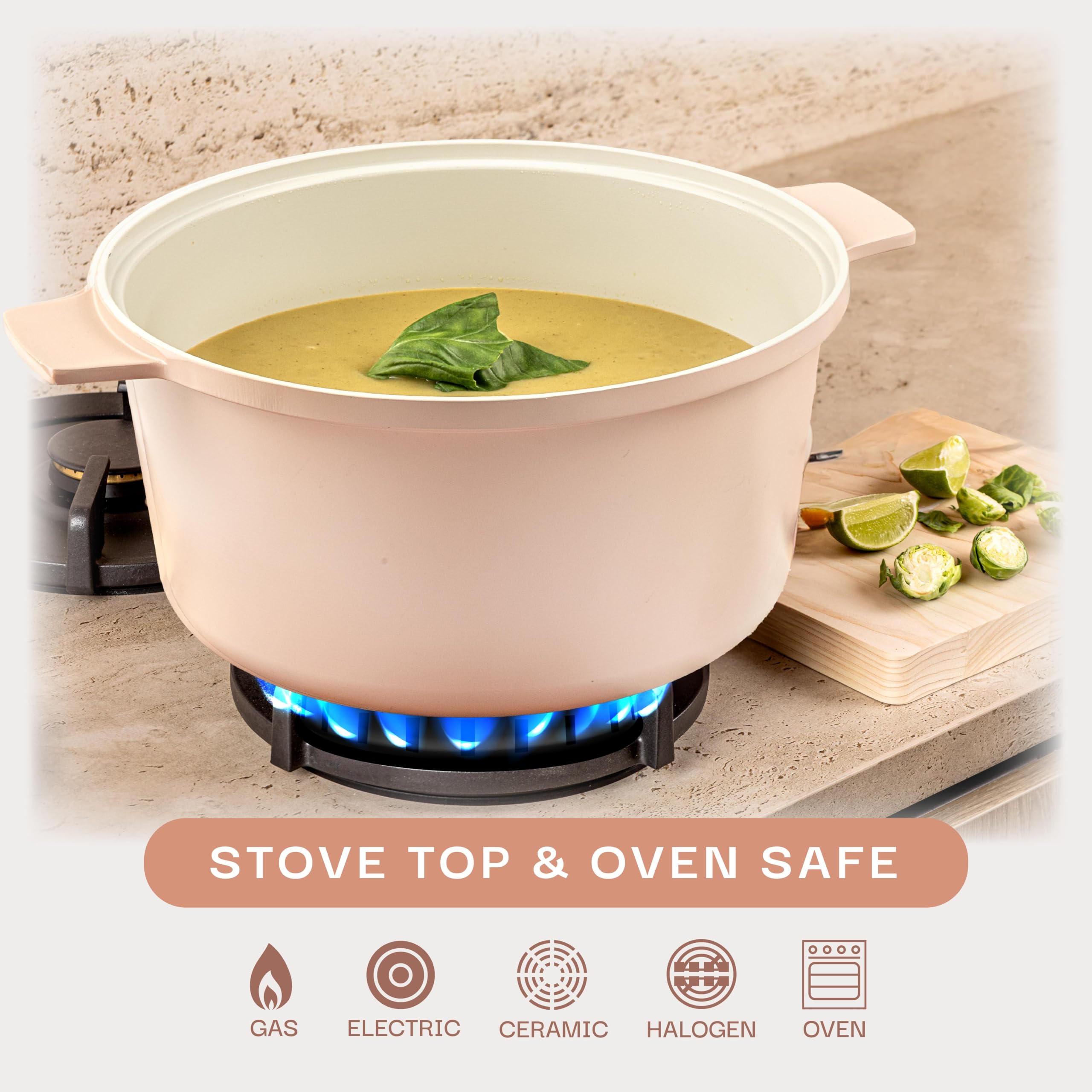 Gotham Steel 5 Qt Dutch Oven with Lid - Nonstick Ceramic Stock Pot for Baking Bread, Soups & Stews - 10-in-1 Multi-Cooker - Oven, Stovetop & Dishwasher Safe - Perfect for Home Cooking, Camping & Entertaining