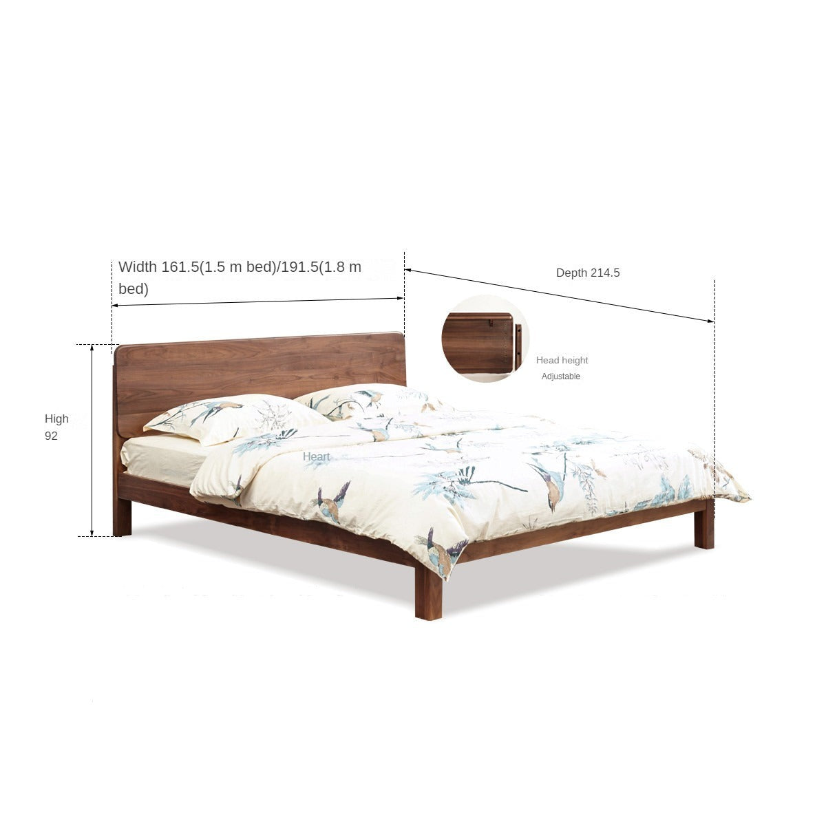 Premium Black Walnut Solid Wood Bed Frame - Queen Size, Handcrafted Hardwood Bed with Sturdy Support - Perfect for Master Bedroom, Guest Room & Farmhouse Decor