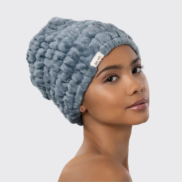 Extra Wide Spa Headband for Women - Soft & Stretchy Hair Band for Bath, Shower, Skincare & Yoga - Misty Blue