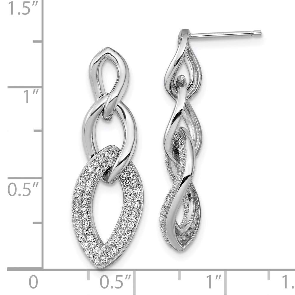 Elegant White Sterling Silver Drop & Dangle Earrings for Women - Cubic Zirconia CZ Clear 29mm - Perfect for Weddings, Parties & Special Occasions