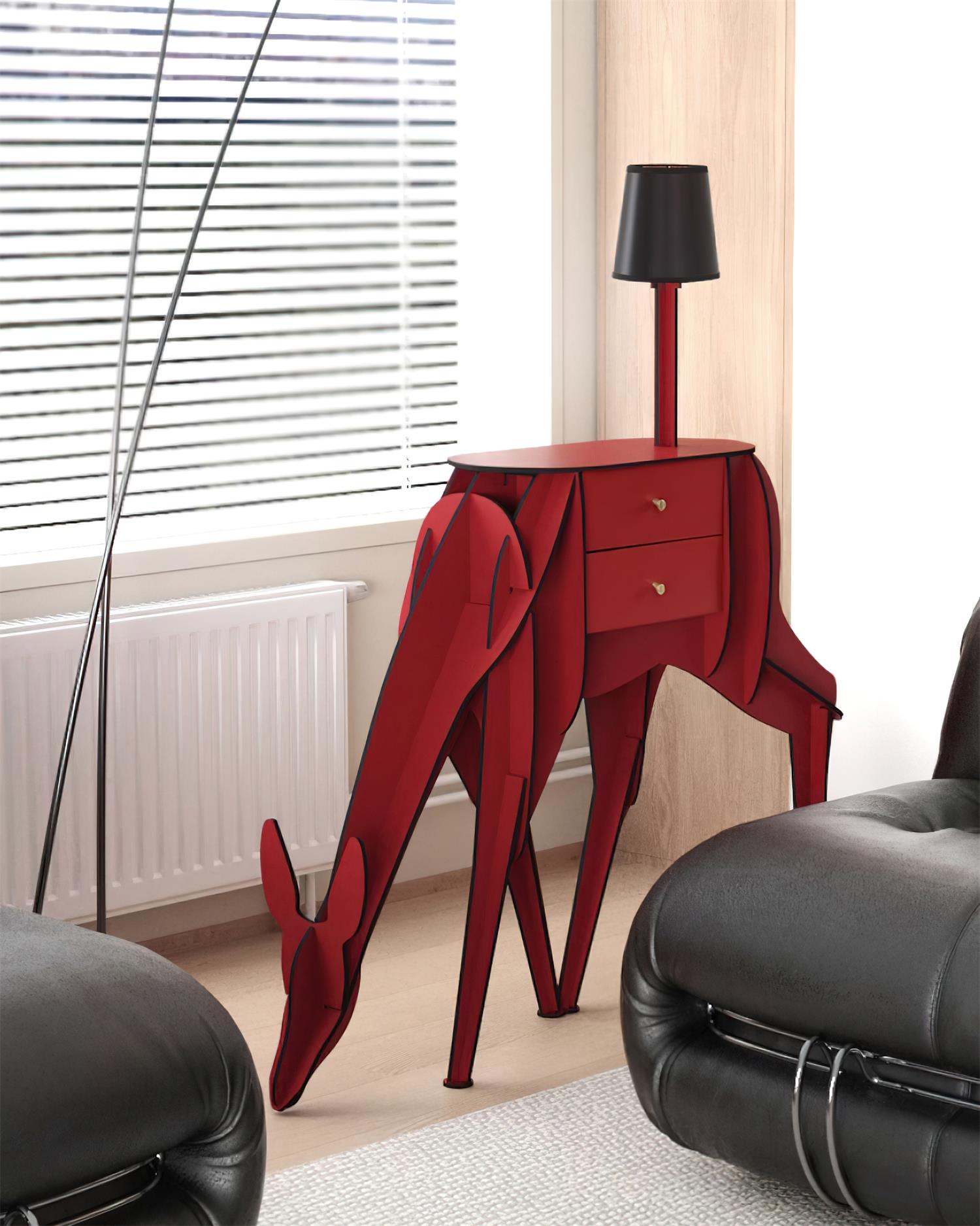 Deer Art Floor Lamp - Modern Handcrafted Wooden Standing Light for Living Room, Bedroom & Office - Warm Ambient Lighting for Home Decor & Reading