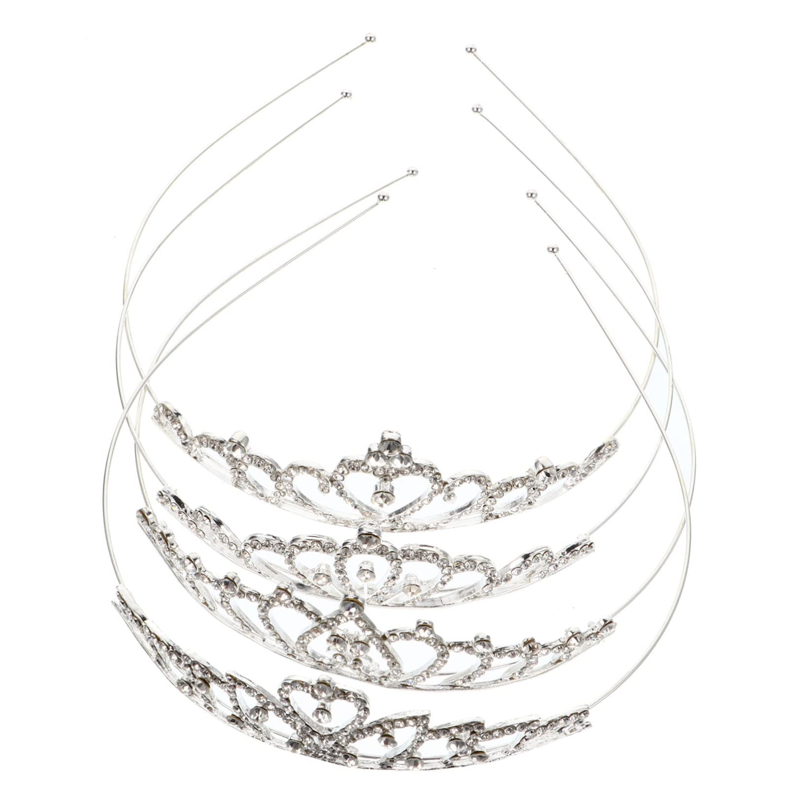 FRCOLOR 4-Piece Crystal Crown Wedding Tiara Set for Girls - Rhinestone Bridal Headband, Princess Party Hair Accessories for Birthdays, Weddings & Special Occasions | Perfect for Flower Girls, Pageants & Dress-Up Play
