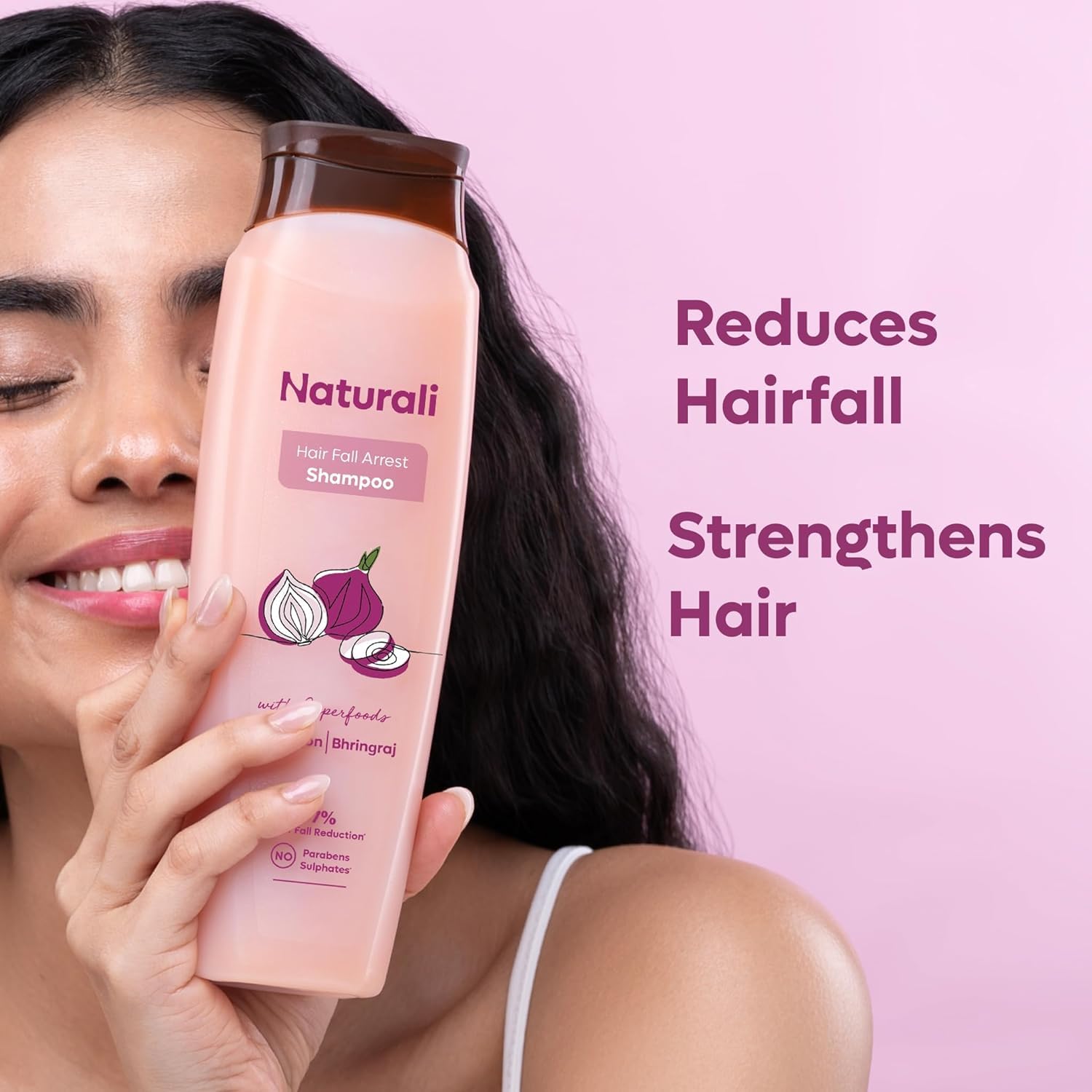 Natura'liz Red Onion & Bhringraj Hair Fall Control Shampoo - Sulfate & Paraben Free for Men & Women (180ml) | Prevents Hair Loss & Promotes Healthy Hair Growth | Ideal for Daily Use & Scalp Care