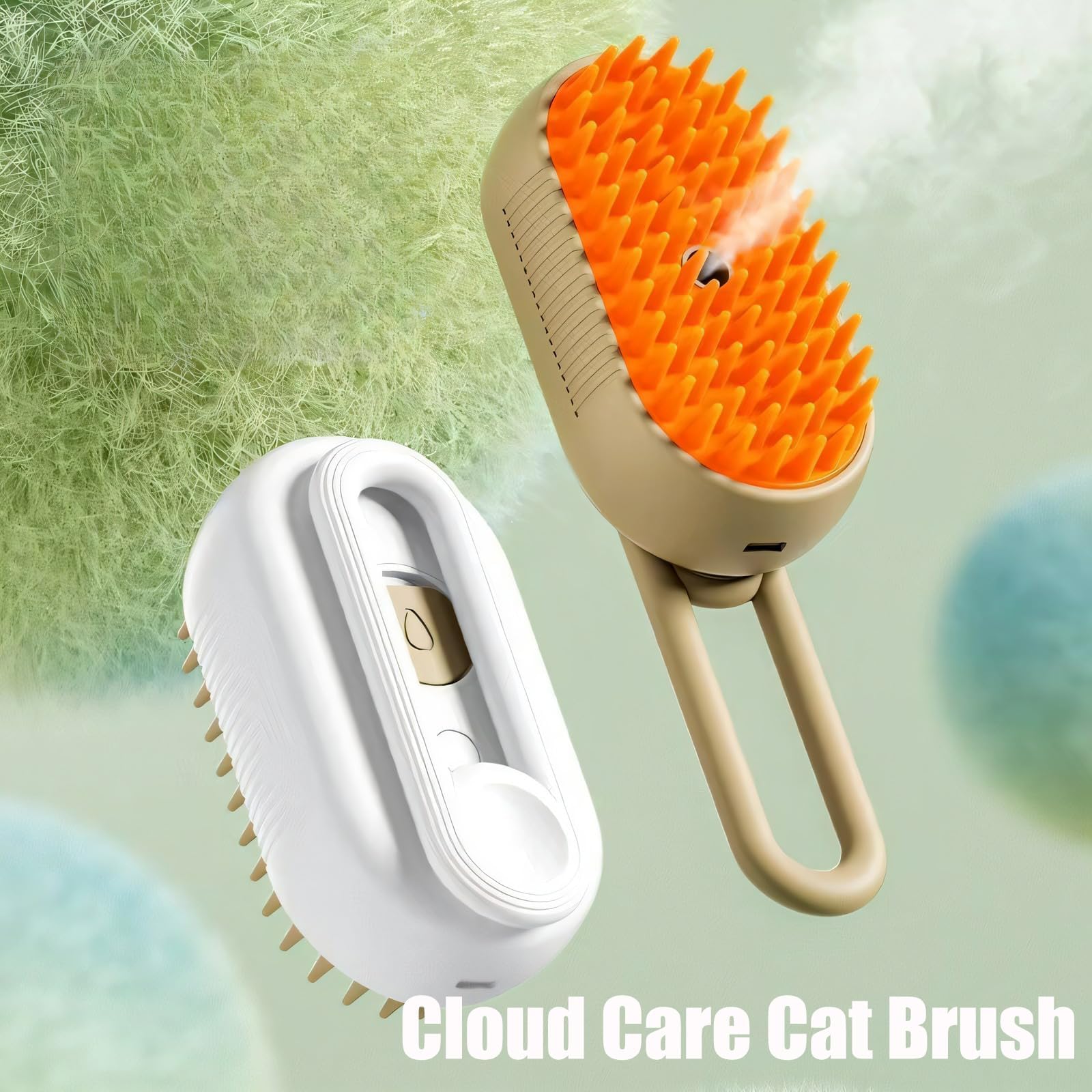 Chevaroo 3-in-1 Self-Cleaning Steam Pet Brush for Dogs & Cats - Silicone Bristle Head with 360° Rotation for Effective Shedding Control & Grooming (Grey, 2-Pack) | Perfect for Home Pet Care & Professional Grooming Sessions