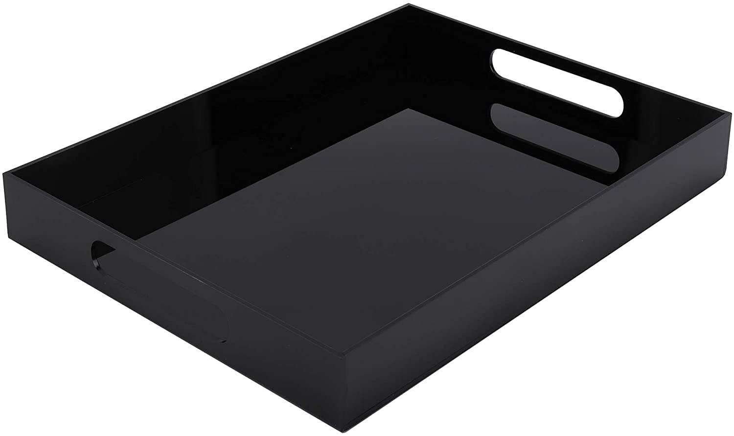 EHKO Black Acrylic Serving Tray with Handles - Decorative Coffee Table Tray for Breakfast, Snacks, and Drinks - Perfect for Dining Room, Kitchen, and Living Room Use