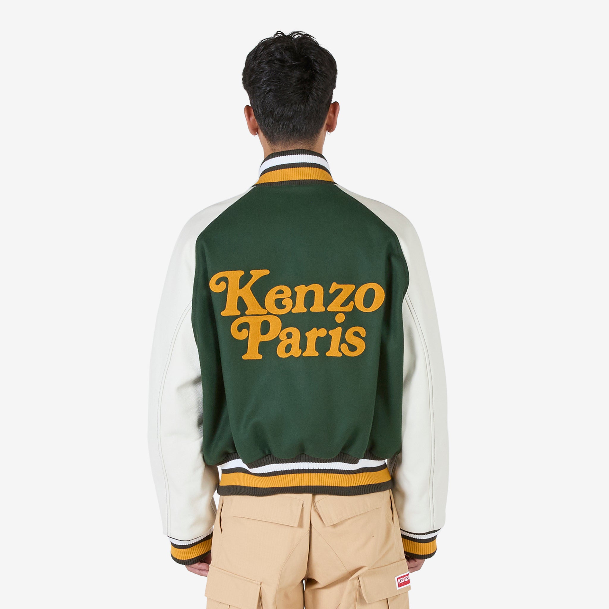 KENZO by Verdy Varsity Jacket in Dark Khaki - Stylish Vintage Baseball Jacket for Men & Women | Perfect for Streetwear, Casual Outfits, and Fashion Statements