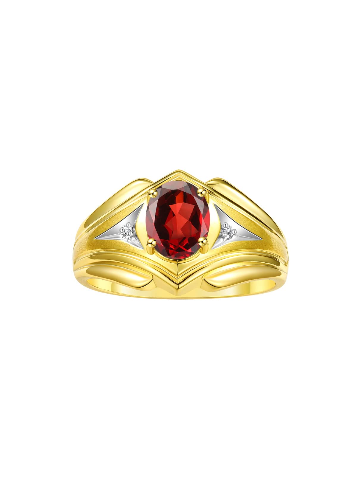 Rylos Men's Yellow Gold Plated Silver Ring - 9X7MM Oval Gemstone & Diamond Birthstone Ring for Men (Sizes 8-13) | Classic Designer Style for Weddings, Anniversaries & Special Occasions